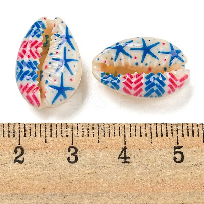 Printed Natural Shell Beads BSHE-G037-01I-1
