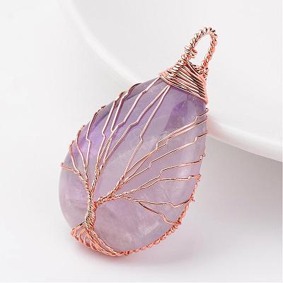Natural Amethyst Pendants G-K122-09RG-1