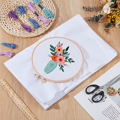 Cotton with Synthetic Fiber Cross Stitch Fabric DIY-WH0671-206B-02-1