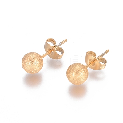 Ion Plating(IP) 304 Stainless Steel Stud Earrings EJEW-L215-58D-G-1