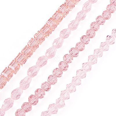 4 Strands 4 Styles Transparent Glass Bead Strands GLAA-TADJ0001-01A-1
