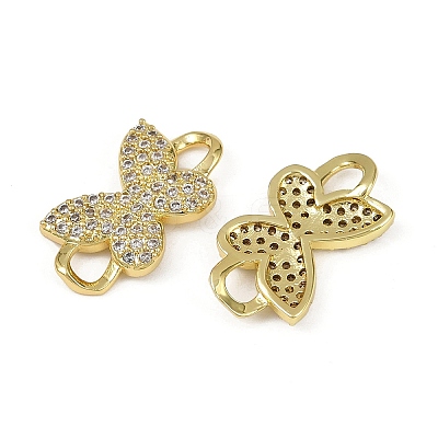 Brass Micro Pave Clear Cubic Zirconia Butterfly Links KK-I358-032G-1