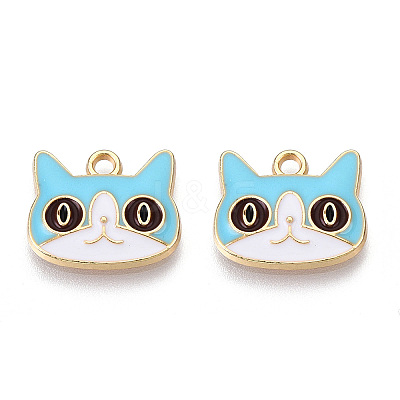 Light Gold Plated Alloy Kitten Pendants ENAM-T009-41A-1