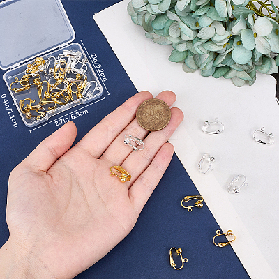 36Pcs 2 Colors Brass Clip-on Earring Findings KK-BBC0016-11-1