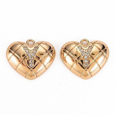 Brass Micro Pave Clear Cubic Zirconia Pendants KK-S360-144Y-NF-1