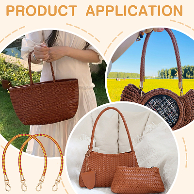 Two Tone Braided Round PU Leather Bag Straps DIY-WH0816-091B-KCG-1