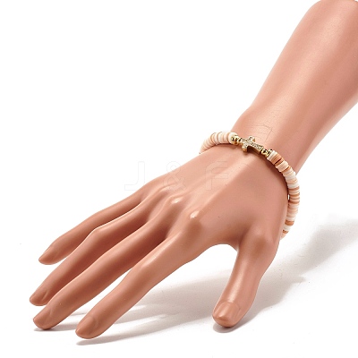 Polymer Clay Heishi Beads Stretch Bracelet for Women BJEW-JB07207-04-1
