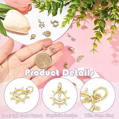 10Pcs 10 Styles Brass Pendants KK-YW0004-40-1