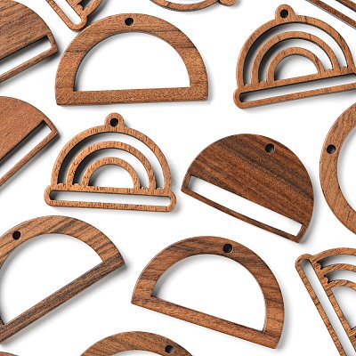 18Pcs 3 Style Walnut Wood Pendants WOOD-LS0001-43-1
