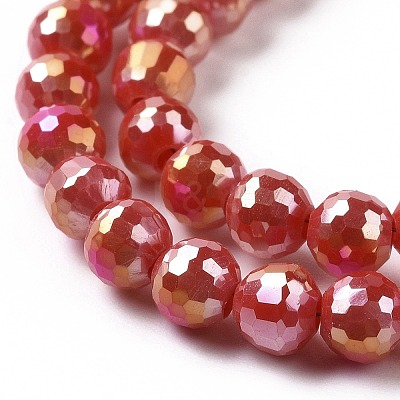 Electroplate Opaque Solid Color Glass Beads Strands GLAA-E036-11E-1