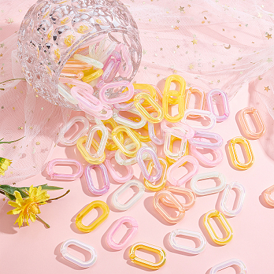 120 Pcs 6 Colors Transparent Acrylic Linking Rings TACR-OC0001-05-1