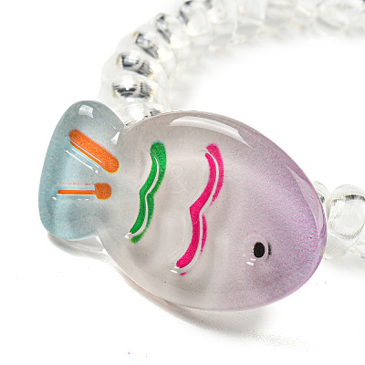 Summer Fish Resin Telephone Line Wire Elastic Hair Ties AJEW-U004-02B-1