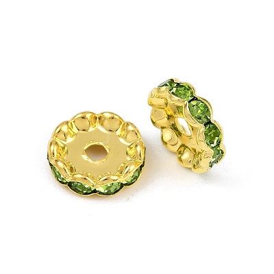 Brass Rhinestone Spacer Beads RB-A014-L12mm-07G-1