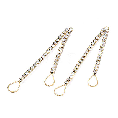 Brass Pave Crystal Rhinestone Chain with Teardrop Big Pendants KK-N216-424-03LG-1