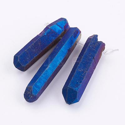 Electroplated Natural Quartz Crystal Graduated Beads Strands G-P315-A06-1