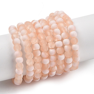 Frosted Crackle Glass Beads Strands GLAA-U001-4mm-M05-1