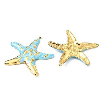 Ocean 304 Stainless Steel Enamel Pendants X-STAS-T076-08B-03G-1