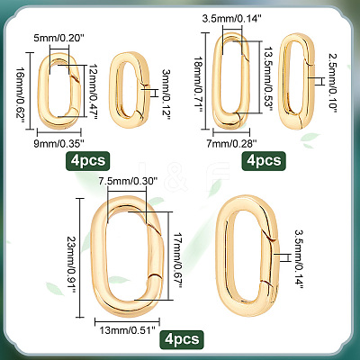Real 18K Gold Plated 12Pcs 3 Styles Brass Spring Gate Rings KK-PH0005-54-1
