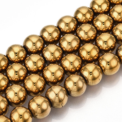 Non-magnetic Synthetic Hematite Beads Strands G-S096-12mm-2-1