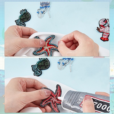 4 style Ocean Theme Cloth Sew on Patches PATC-FG0001-11-1