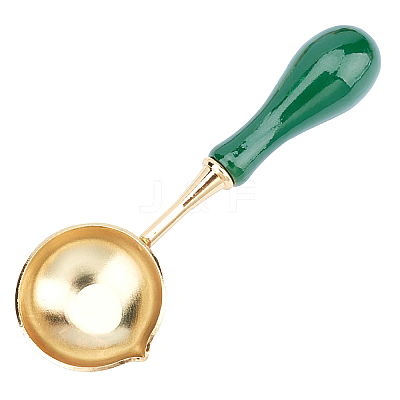 Wooden Handle Wax Sealing Stamp Melting Stainless Steel Spoon TOOL-WH0018-56LG-1