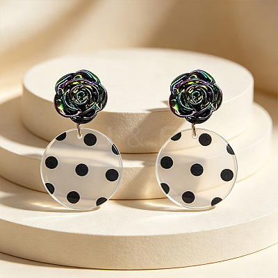 Iron & Acrylic Stud Earrings for Women WGBA101-01-1