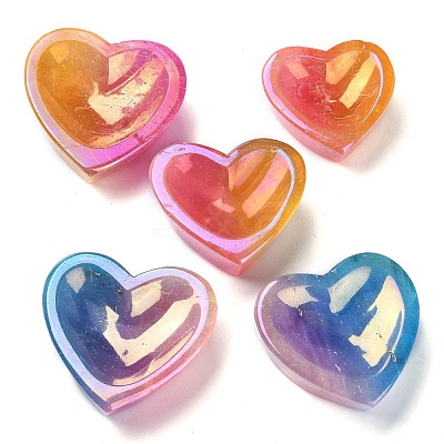 Electroplated Natural Quartz Crystal Heart Bowl DJEW-C010-01-1