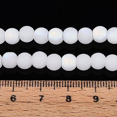 Frosted Imitation Jade Glass Beads Strands LS-GLAA-T032-J6mm-MBB01-1