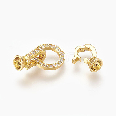 Brass Micro Pave Cubic Zirconia Fold Over Clasps KK-P164-14-1