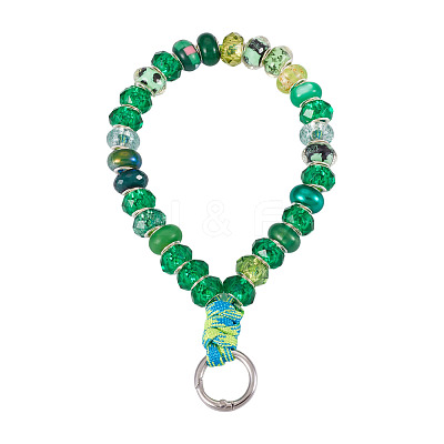 Resin Rondelle Bead with Polyester & Spandex Cord Phone Hand Strap Chains HJEW-TADJ0010-1