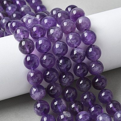 Natural Amethyst Beads Strands G-R446-10mm-21-A-1