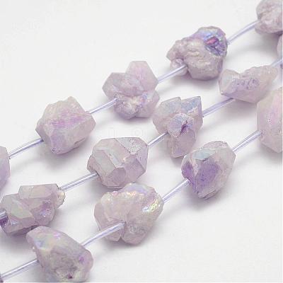 Electroplated Natural Amethyst Bead Strands G-G937-L-02-1