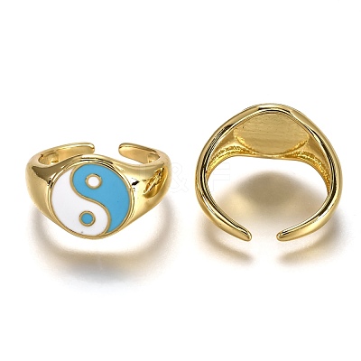 Brass Enamel Cuff Rings RJEW-C100-22G-C-1