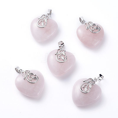 Natural Rose Quartz Pendants G-G807-C02-1