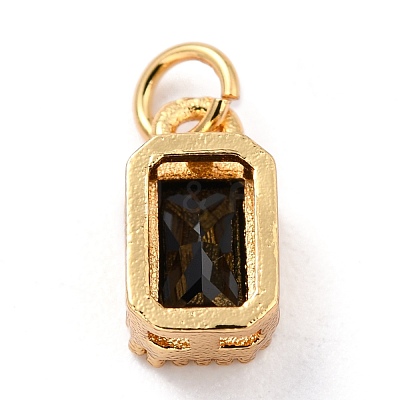 Real 18K Gold Plated Brass Inlaid Cubic Zirconia Charms ZIRC-L100-075G-07-1