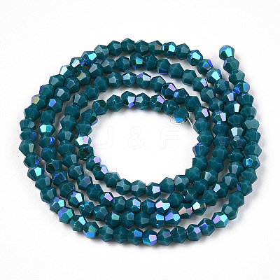 Opaque Solid Color Electroplate Glass Beads Strands EGLA-A039-P2mm-L18-1