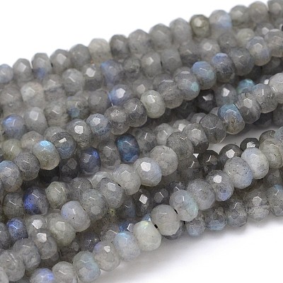 Natural Labradorite Rondelle Bead Strands G-O095-04-A-1