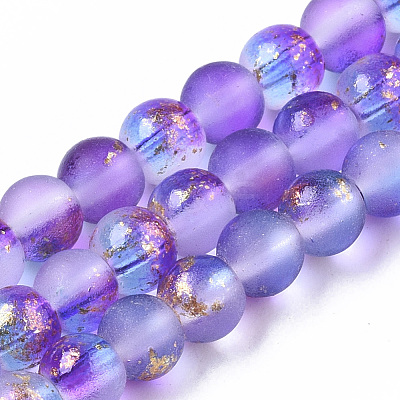 Frosted Spray Painted Glass Beads Strands GLAA-N035-03A-C03-1