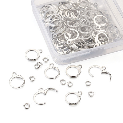 Brass Huggie Hoop Earring Findings & Open Jump Rings KK-TA0007-84A-P-1
