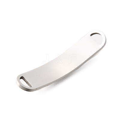 201 Stainless Steel Curved Rectangle Connector Charms STAS-R166-07P-1