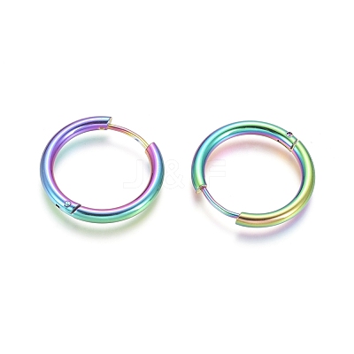 Ion Plating(IP) 304 Stainless Steel Huggie Hoop Earrings EJEW-F111B-21mm-Y-1