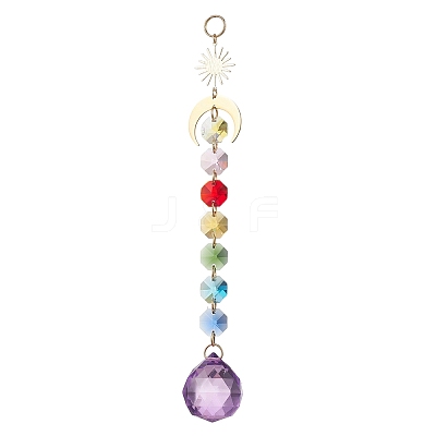 Glass Teardrop Window Hanging Suncatchers HJEW-JM04516-1