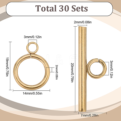 30Pcs 304 Stainless Steel Ring Toggle Clasps STAS-SC0007-42A-1