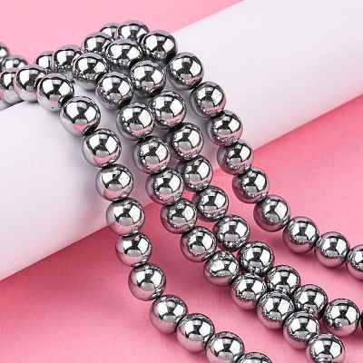 Non-Magnetic Synthetic Hematite Beads Strands X-G-S096-10mm-3-1
