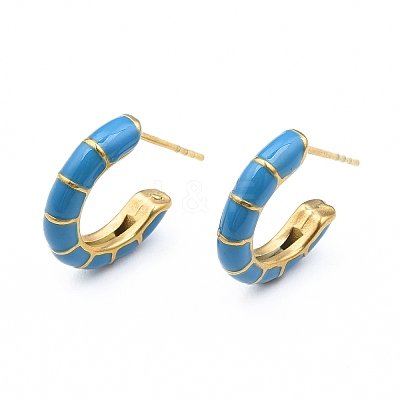Enamel C-shape Stud Earrings EJEW-N052-05-1