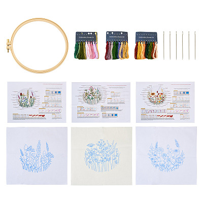 DIY Flower Pattern Embroidery Beginner Kits DIY-TAC0020-38-1
