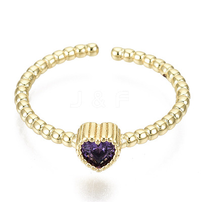 Brass Micro Pave Cubic Zirconia Cuff Rings RJEW-T016-12G-NF-1