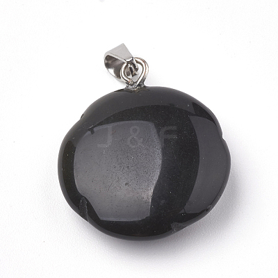 Natural Black Stone Pendants G-S343-05-1