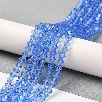 Transparent Electroplate Glass Beads Strands GLAA-F029-3mm-D07-1