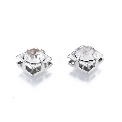 Brass Micro Pave Clear Cubic Zirconia Beads KK-G432-11B-P-1